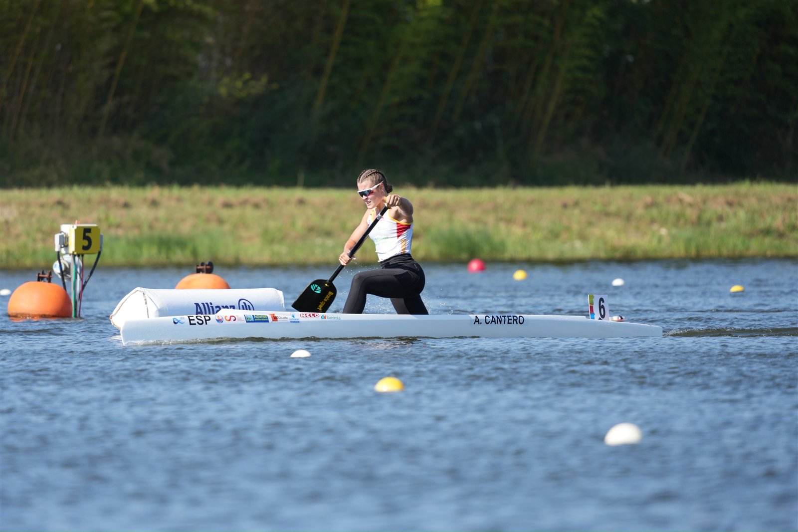 Ana Cantero competing in a C1 canoe